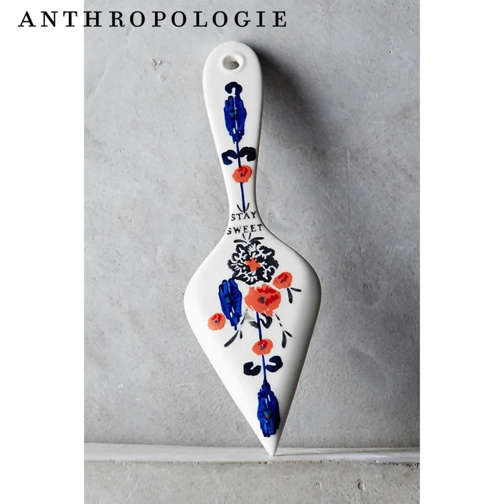 Anthropologie Handpainted Lucerne Cake Server